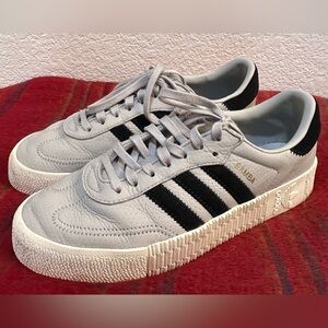 Adidas women’s Samba “Sambarose”, size 7.5 or Euro - 39 1/3  in gray and black.